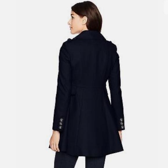 Via Spiga Black Wool Fit & Flare Skating Peacoat Dressy Winter Pea Coat XS 2 - Picture 2 of 10